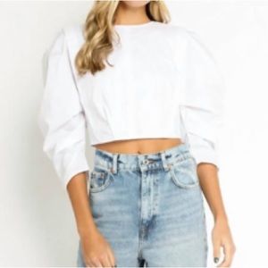 Structured Cropped Sweatshirt White